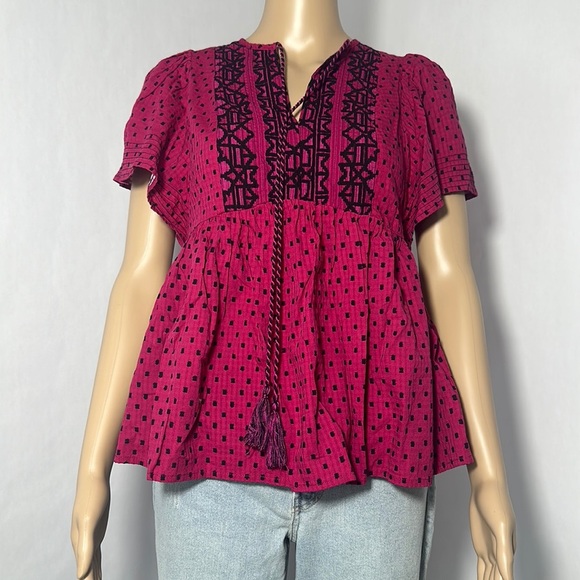 Knox Rose Tops - Women's Blouse Knox Rose Pink black Shirt Top (990L86) Polka Dot